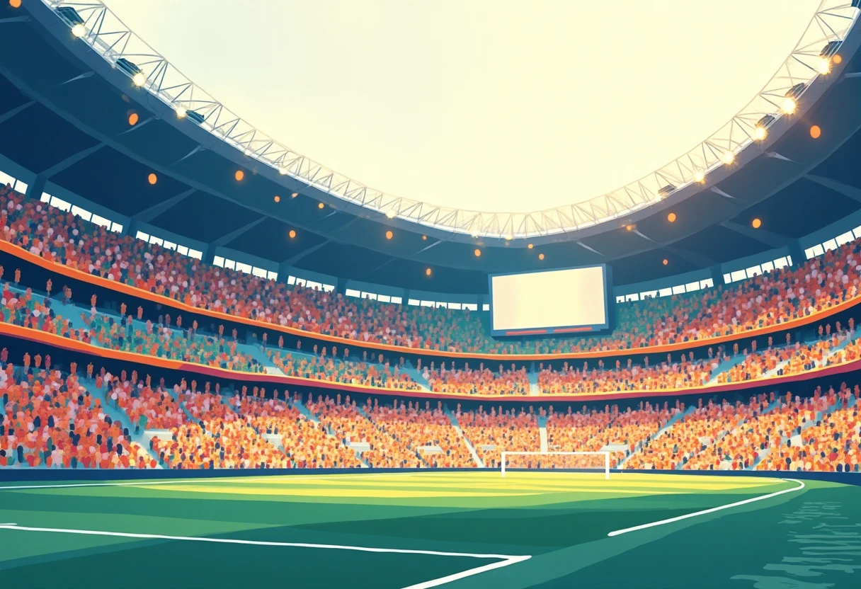 Stadion piłkarski pełen kibiców