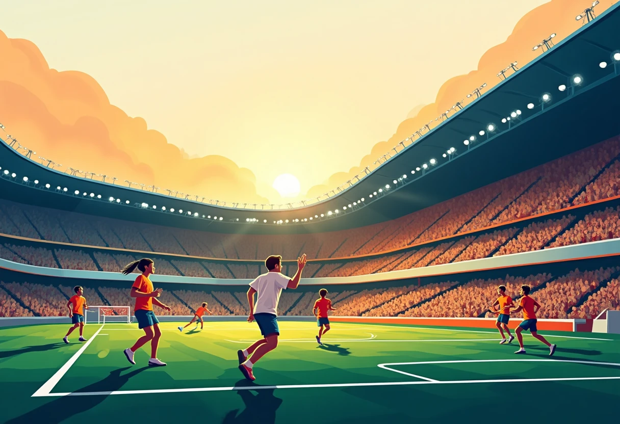 Promesas del fútbol en un estadio iluminado