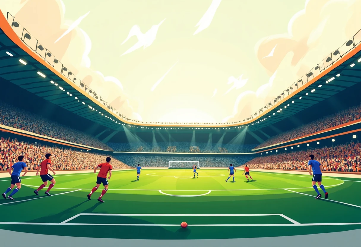 Campo de futebol iluminado