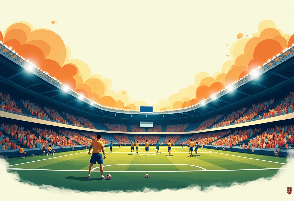 Stadium preparation for a key World Cup game