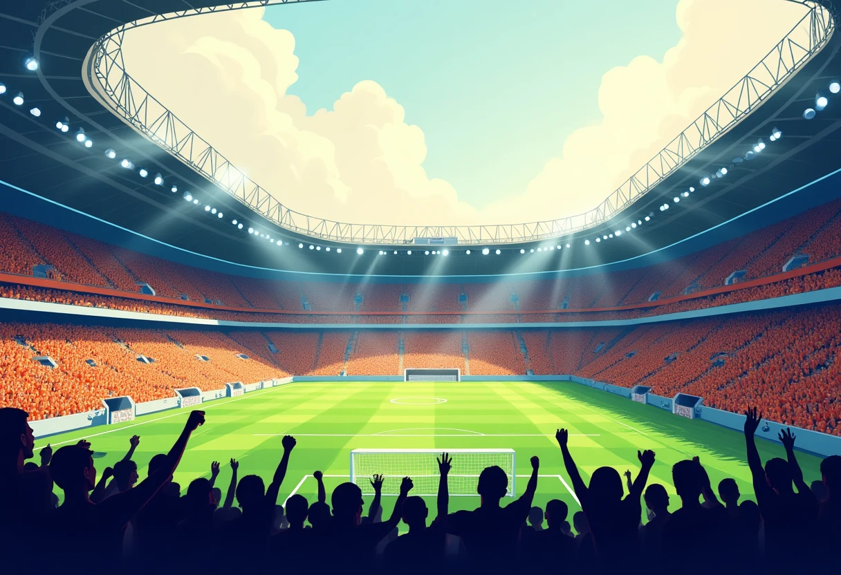 Estadio lleno y vibrante antes de un gran partido