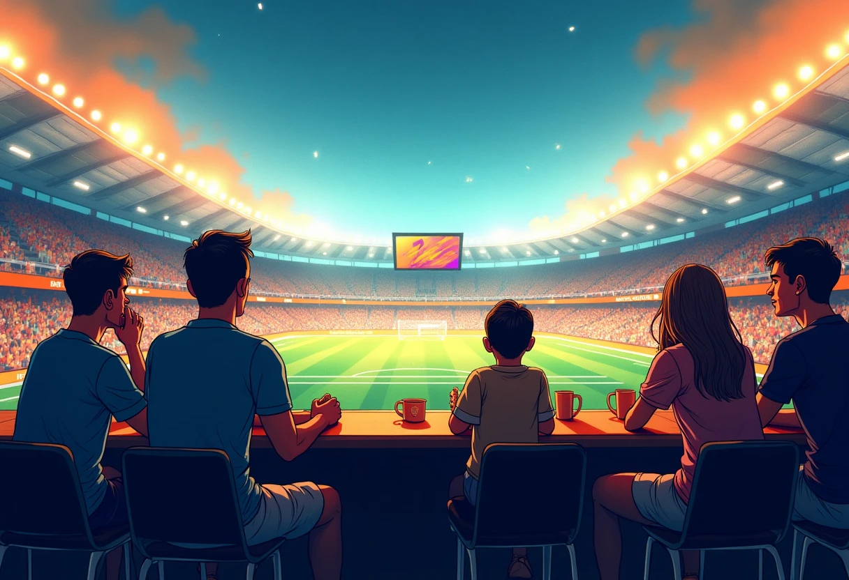 Aficionados viendo un partido de la UEFA Champions League